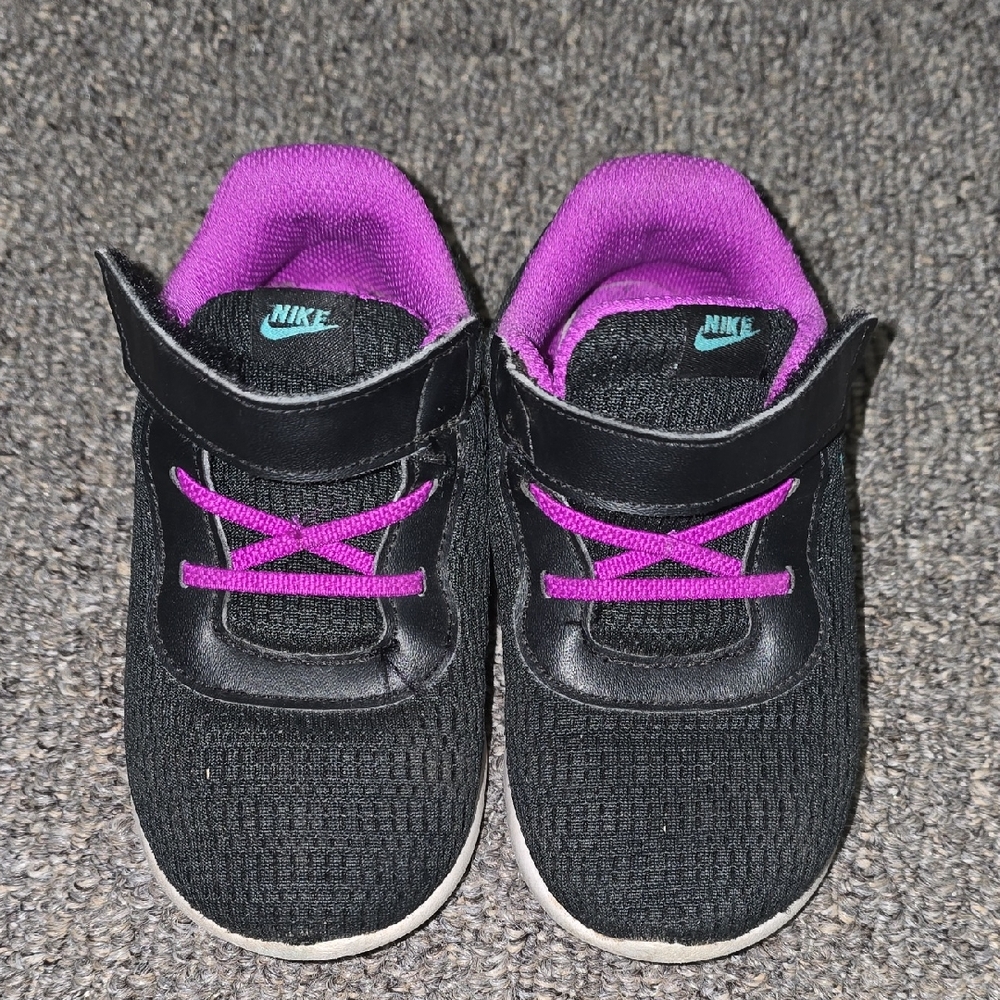 Nike Black and Purple Sneakers with Velcro Strap